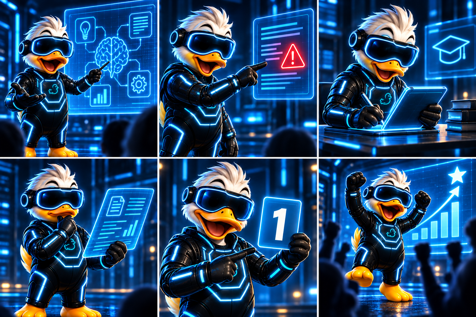 El patito profesor de DuckTronSur explicando inteligencia artificial